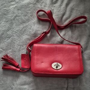 Danier Red Crossbody Bag with Tassel